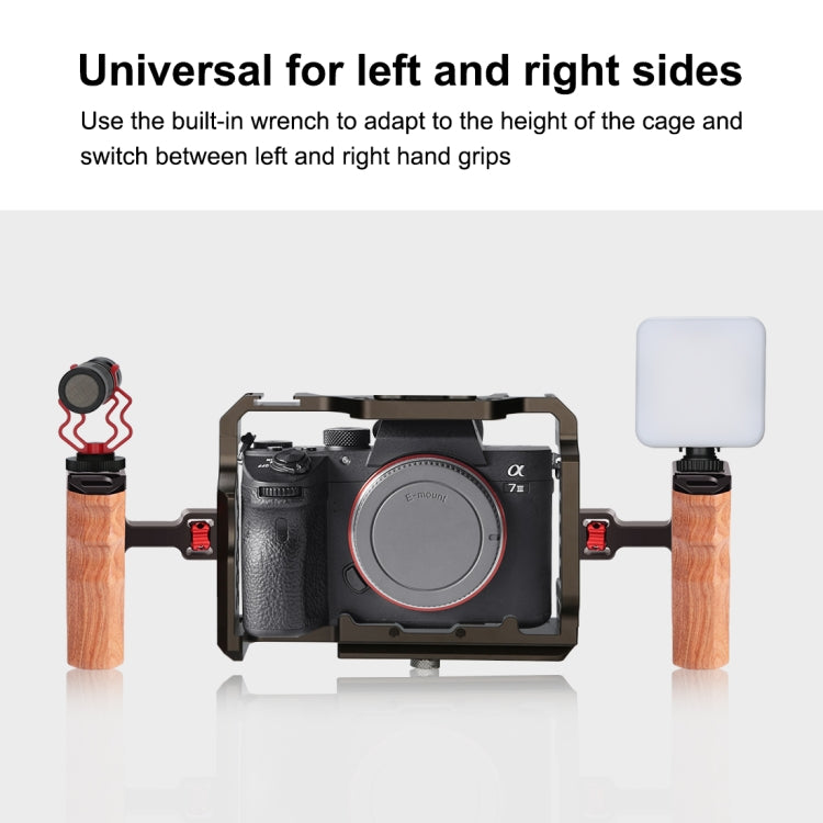 PULUZ 3/8 inch Screw Universal Camera Wooden Side Handle with Cold Shoe Mount for Camera Cage Stabilizer(Bronze) - Camera Stabilizer by PULUZ | Online Shopping South Africa | PMC Jewellery | Buy Now Pay Later Mobicred