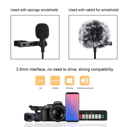 PULUZ 3.5mm Jack Lavalier Omnidirectional Condenser Recording Video Microphone, Length: 6m - Microphone by PULUZ | Online Shopping South Africa | PMC Jewellery | Buy Now Pay Later Mobicred