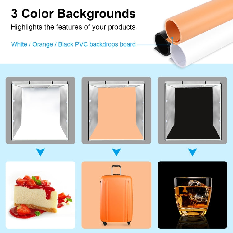 PULUZ 80cm Folding Portable 80W 9050LM White Light Photo Lighting Studio Shooting Tent Box Kit with 3 Colors (Black, White, Orange) Backdrops(UK Plug) -  by PULUZ | Online Shopping South Africa | PMC Jewellery | Buy Now Pay Later Mobicred