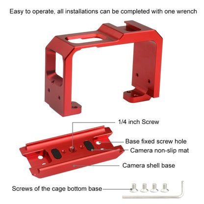 PULUZ Aluminum alloy Frame Mount Protective Case Cage with Cold Shoe Base Slot & Tripod Base Adapter for Insta360 One R(Red) - Mount & Holder by PULUZ | Online Shopping South Africa | PMC Jewellery | Buy Now Pay Later Mobicred