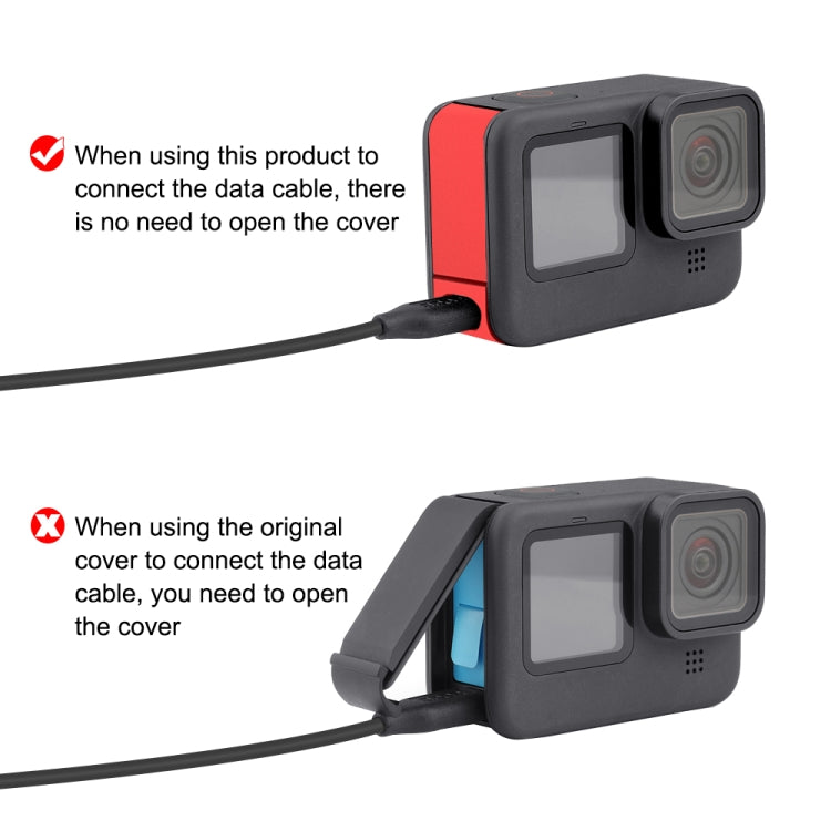 PULUZ Metal Battery Side Interface Cover for GoPro HERO12 Black /11 Black /10 Black /9 Black(Red) - Skeleton Housing by PULUZ | Online Shopping South Africa | PMC Jewellery | Buy Now Pay Later Mobicred