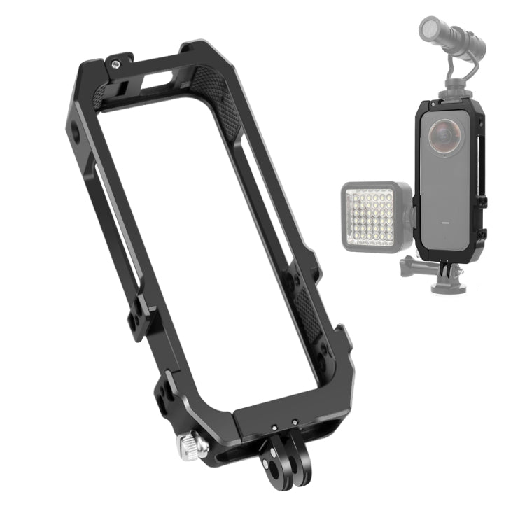 PULUZ Protective Cage Rig Housing Frame with Cold Shoe Mounts & Magnetic Folding Tripod Adapter for Insta360 ONE X2(Black) - Mount & Holder by PULUZ | Online Shopping South Africa | PMC Jewellery | Buy Now Pay Later Mobicred