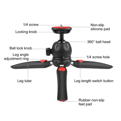 PULUZ Mini VLOG Live Stabilizer Stand Tripod with Phone Clamp for Smartphones (Red) - Stand by PULUZ | Online Shopping South Africa | PMC Jewellery | Buy Now Pay Later Mobicred