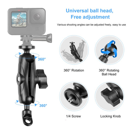PULUZ Motorcycle Holder Mirror Base Hole Fixed Mount for GoPro and Other Action Cameras(Black) - Bicycle Handlebar Mount by PULUZ | Online Shopping South Africa | PMC Jewellery | Buy Now Pay Later Mobicred
