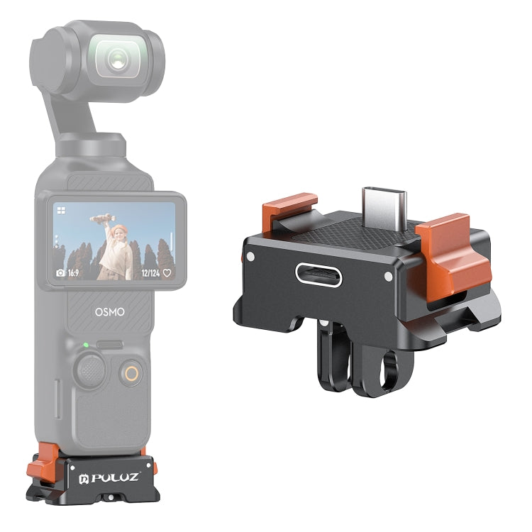 For DJI Osmo Pocket 3 PULUZ Type-C Charging Base Quick Release Mount Adapter (Black) - free shipping - PMC TechLife - Order now!