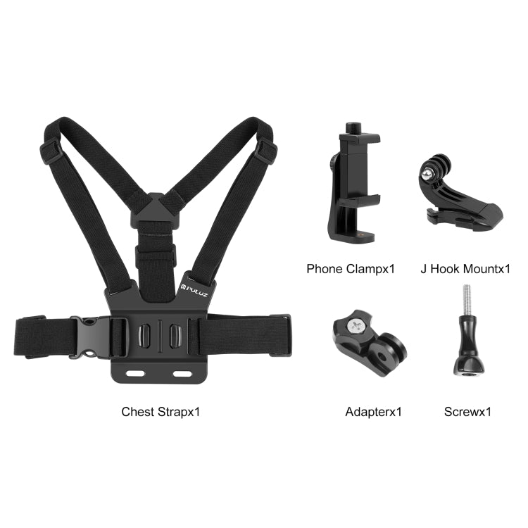 PULUZ  5 in 1 Adjustable Body Mount Belt Chest Strap with Phone Clamp & J Hook Mount & Long Screw Kit - Chest Belt by PULUZ | Online Shopping South Africa | PMC Jewellery | Buy Now Pay Later Mobicred