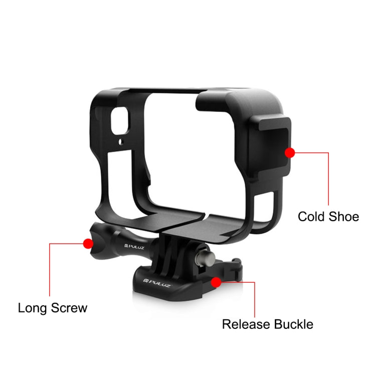 For Insta360 Ace Pro PULUZ Plastic Cage Expansion Adapter Frame with Cold Shoe Base (Black) - Mount & Holder by PULUZ | Online Shopping South Africa | PMC Jewellery