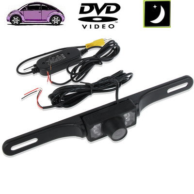 6 LED IR Infrared Waterproof Night Vision Wireless License Plate Frame Astern Backsight Rear View Camera , Support Installed in Car DVD Navigator or Car Monitor , Wide Viewing Angle: 140 degree (WD001)(Black) - Rear View Cameras by PMC Jewellery | Online Shopping South Africa | PMC Jewellery | Buy Now Pay Later Mobicred