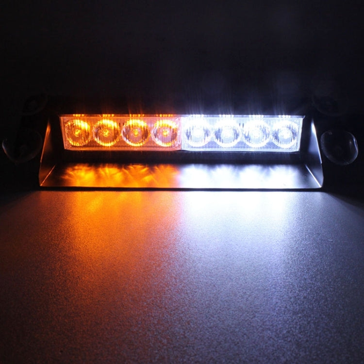 8W 800LM 8-LED White + Yellow Light 3-Modes Adjustable Angle Car Strobe Flash Dash Emergency Light Warning Lamp with Suckers, DC 12V - Warning Lights by PMC TechLife | Online Shopping South Africa | PMC TechLife | Buy Now Pay Later Mobicred