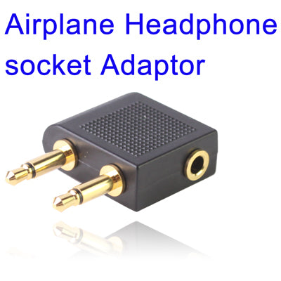 3.5mm Airplane Headphone Socket Adapter(Black) - Splitter Adapter by PMC TechLife | Online Shopping South Africa | PMC TechLife
