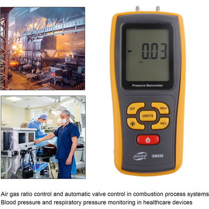 BENETECH GM520 LCD Display Pressure Manometer(Yellow) - Other Tester Tool by BENETECH | Online Shopping South Africa | PMC Jewellery | Buy Now Pay Later Mobicred