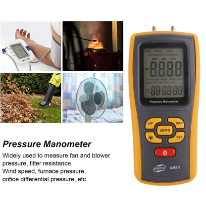 BENETECH GM511 LCD Display Pressure Manometer(Yellow) - Other Tester Tool by BENETECH | Online Shopping South Africa | PMC Jewellery | Buy Now Pay Later Mobicred