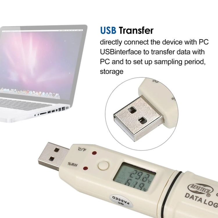 BENETECH GM1365 Digital Humidity & Temperature Data Logger - Thermostat & Thermometer by BENETECH | Online Shopping South Africa | PMC Jewellery | Buy Now Pay Later Mobicred