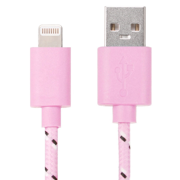 1m Nylon Netting Style USB 8 Pin Data Transfer Charging Cable for iPhone, iPad(Pink) - Normal Style Cable by PMC Jewellery | Online Shopping South Africa | PMC Jewellery | Buy Now Pay Later Mobicred