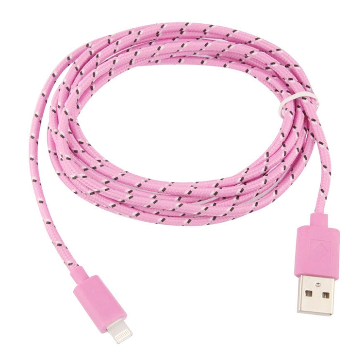 1m Nylon Netting Style USB 8 Pin Data Transfer Charging Cable for iPhone, iPad(Pink) - Normal Style Cable by PMC Jewellery | Online Shopping South Africa | PMC Jewellery | Buy Now Pay Later Mobicred