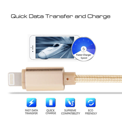 1m Woven Style Metal Head 8 Pin to USB Data Sync Charging Cable for iPhone, iPad - Normal Style Cable by PMC Jewellery | Online Shopping South Africa | PMC Jewellery | Buy Now Pay Later Mobicred