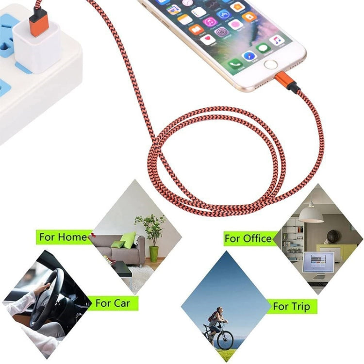 2m Woven Style 8 Pin to USB Sync Data / Charging Cable(Orange) - free shipping - PMC Jewellery - Order now!