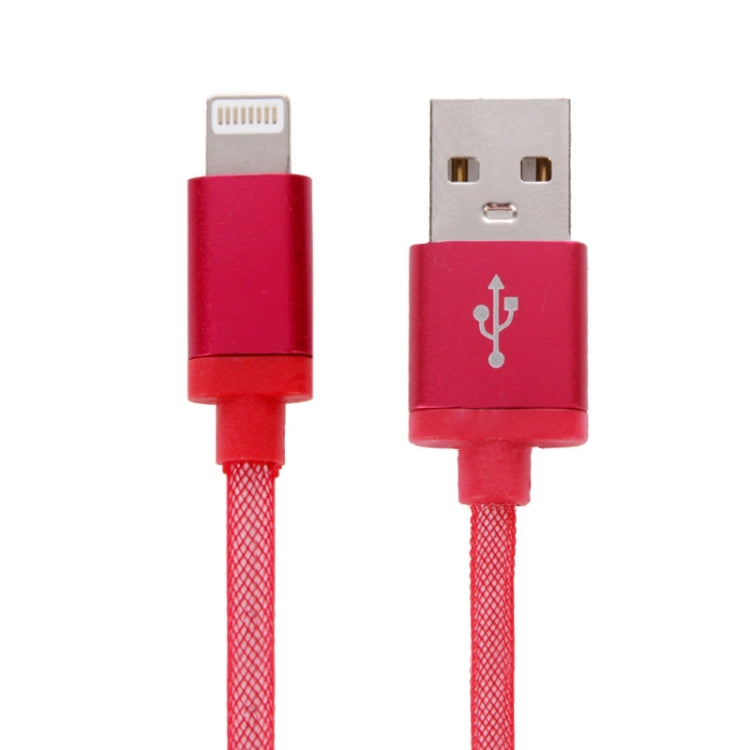 Net Style Metal Head USB to 8 Pin Data / Charger Cable, Cable Length: 25cm(Red) - Normal Style Cable by PMC Jewellery | Online Shopping South Africa | PMC Jewellery | Buy Now Pay Later Mobicred