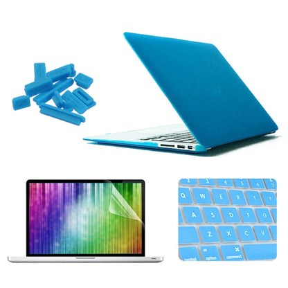 ENKAY for MacBook Air 13.3 inch (US Version) 4 in 1 Frosted Hard Shell Plastic Protective Case with Screen Protector & Keyboard Guard & Anti-dust Plugs(Blue) - MacBook Air Cases by ENKAY | Online Shopping South Africa | PMC Jewellery | Buy Now Pay Later Mobicred