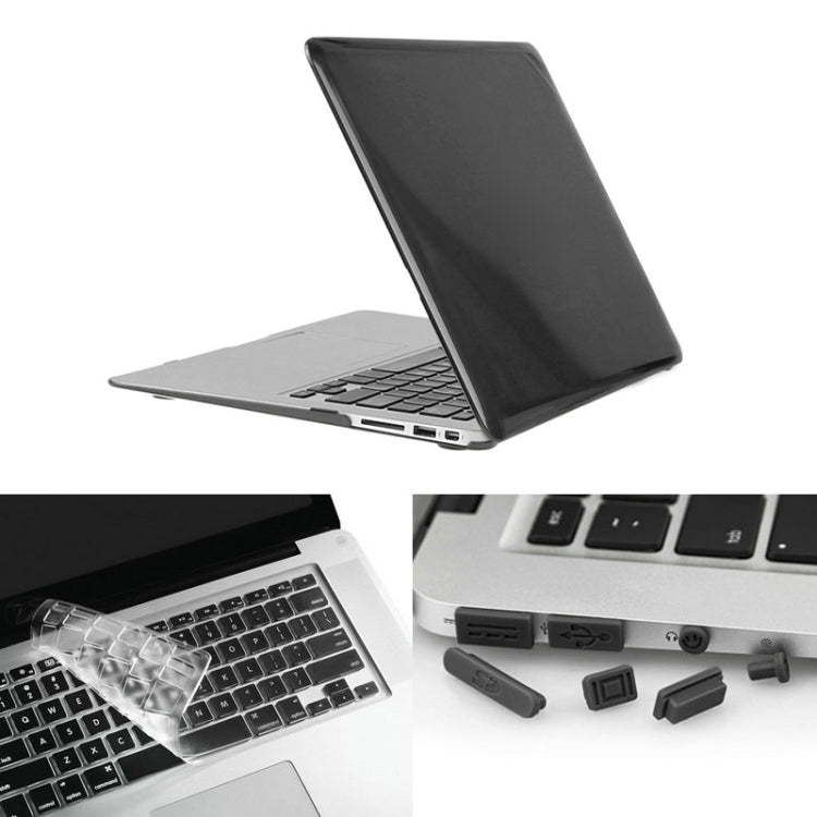 ENKAY for Macbook Air 11.6 inch (US Version) / A1370 / A1465 Hat-Prince 3 in 1 Crystal Hard Shell Plastic Protective Case with Keyboard Guard & Port Dust Plug(Black) - MacBook Air Cases by ENKAY | Online Shopping South Africa | PMC Jewellery | Buy Now Pay Later Mobicred