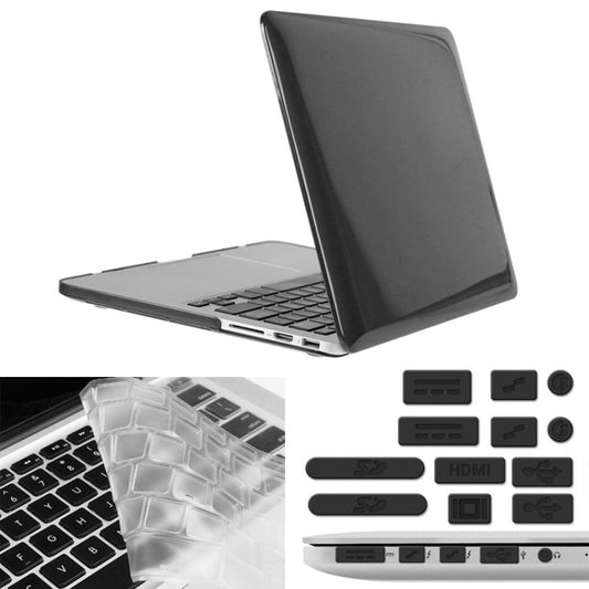 ENKAY for Macbook Pro Retina 15.4 inch (US Version) / A1398 Hat-Prince 3 in 1 Crystal Hard Shell Plastic Protective Case with Keyboard Guard & Port Dust Plug(Black) - MacBook Pro Cases by ENKAY | Online Shopping South Africa | PMC Jewellery | Buy Now Pay Later Mobicred