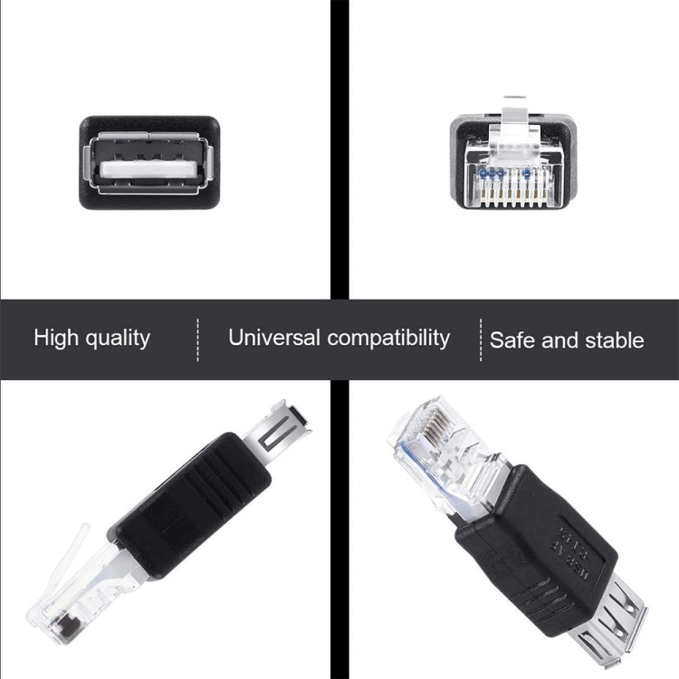 RJ45 Male to USB AF Adapter(Black) - USB Adapter by PMC TechLife | Online Shopping South Africa | PMC TechLife