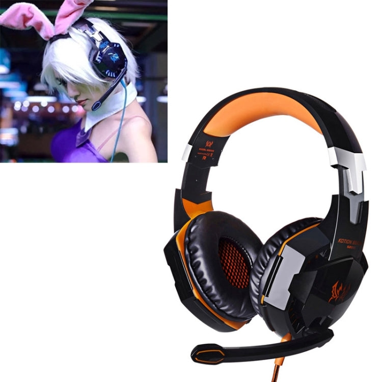 EACH G2000 Over-ear Stereo Bass Gaming Headset with Mic & LED Light for Computer, Cable Length: 2.2m(Orange) - Multimedia Headset by KOTION EACH | Online Shopping South Africa | PMC Jewellery | Buy Now Pay Later Mobicred