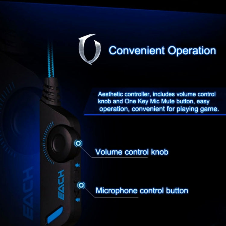 EACH G2000 Over-ear Stereo Bass Gaming Headset with Mic & LED Light for Computer, Cable Length: 2.2m(Orange) - Multimedia Headset by KOTION EACH | Online Shopping South Africa | PMC Jewellery | Buy Now Pay Later Mobicred