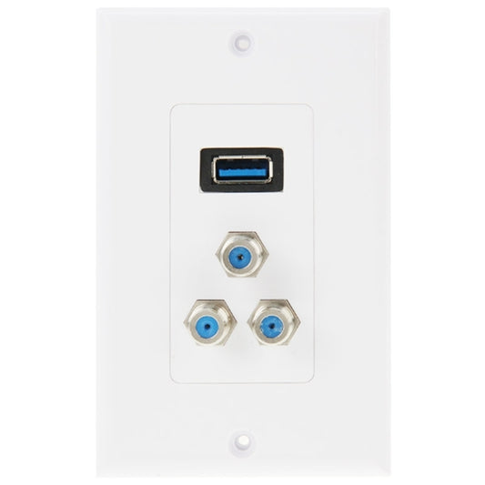 USB 3.0 Female Plug + 3 F Female Plugs Wall Plate Panel -  by PMC Jewellery | Online Shopping South Africa | PMC Jewellery | Buy Now Pay Later Mobicred