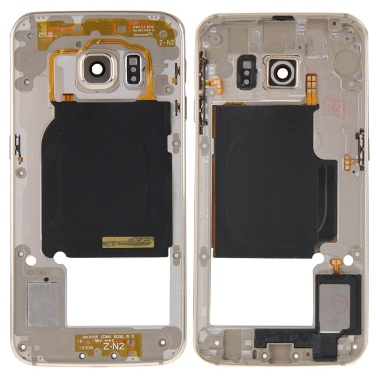 For Galaxy S6 Edge / G925 Back Plate Housing Camera Lens Panel with Side Keys and Speaker Ringer Buzzer (Gold) - Frame Bezel Plate by PMC Jewellery | Online Shopping South Africa | PMC Jewellery | Buy Now Pay Later Mobicred
