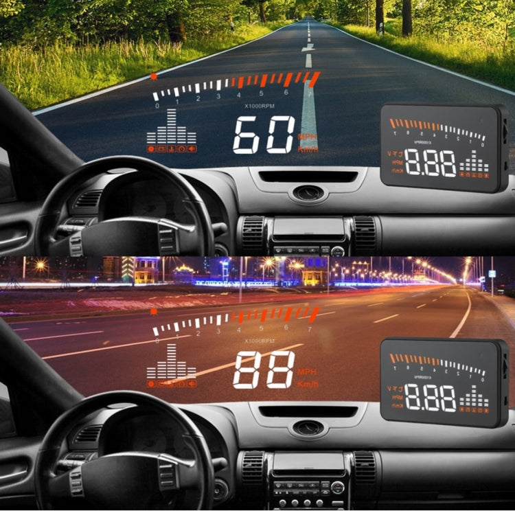 X5 HUD 3 inch Universal Multi Car Head Up Display with OBDII EOBD System, Light Sensors, Rotation Speed, Rotation Speed Unit, Unit Mark, Voltage, Water Temperature, Alarm mark(Black) - Head Up Display System by PMC Jewellery | Online Shopping South Africa | PMC Jewellery | Buy Now Pay Later Mobicred