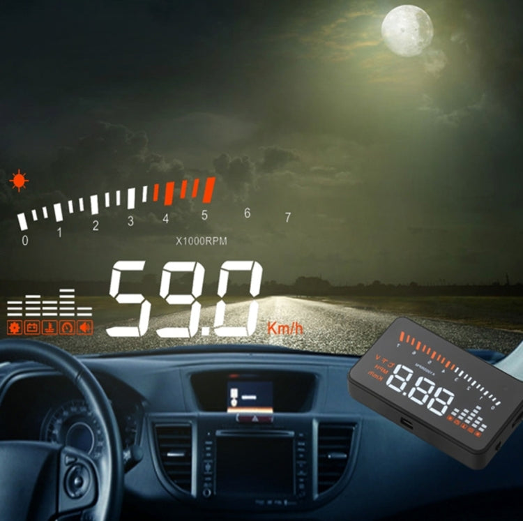 X5 HUD 3 inch Universal Multi Car Head Up Display with OBDII EOBD System, Light Sensors, Rotation Speed, Rotation Speed Unit, Unit Mark, Voltage, Water Temperature, Alarm mark(Black) - Head Up Display System by PMC Jewellery | Online Shopping South Africa | PMC Jewellery | Buy Now Pay Later Mobicred