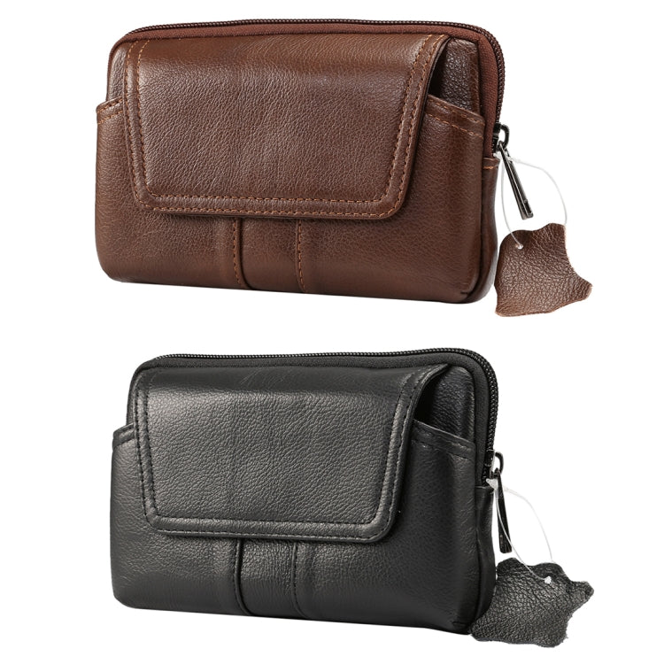 6.0 inch and Below Universal Genuine Leather Men Horizontal Style Case Waist Bag with Belt Hole, For Sony, Huawei, Meizu, Lenovo, ASUS, Cubot, Oneplus, Xiaomi, Ulefone, Letv, DOOGEE, Vkworld, and other Smartphones(Coffee) - More iPhone Cases by PMC Jewellery | Online Shopping South Africa | PMC Jewellery | Buy Now Pay Later Mobicred