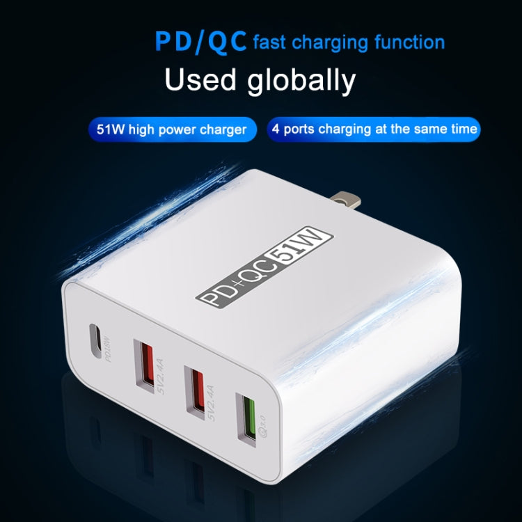 WLX-A6 4 Ports Quick Charging USB Travel Charger Power Adapter, US Plug - USB Charger by PMC Jewellery | Online Shopping South Africa | PMC Jewellery | Buy Now Pay Later Mobicred
