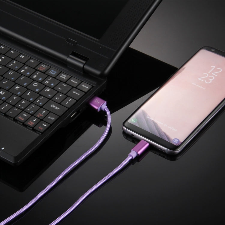 Knit Texture USB to USB-C / Type-C Data Sync Charging Cable, Cable Length: 2m, 3A Output(Purple) - USB-C & Type-C Cable by PMC Jewellery | Online Shopping South Africa | PMC Jewellery | Buy Now Pay Later Mobicred