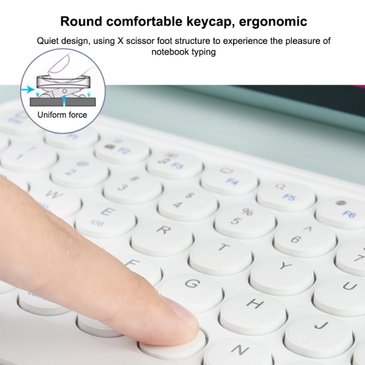 X3 10 inch Universal Tablet Round Keycap Wireless Bluetooth Keyboard (White) - Universal Keyboard by PMC TechLife | Online Shopping South Africa | PMC TechLife