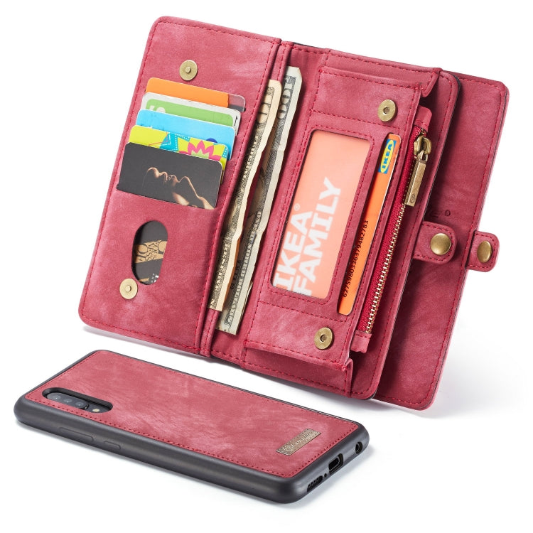 CaseMe-008 Detachable Multifunctional Retro Frosted Horizontal Flip Leather Case for Galaxy A50, with Card Slot & Holder & Zipper Wallet & Photo Frame(Red) - Galaxy Phone Cases by CaseMe | Online Shopping South Africa | PMC Jewellery | Buy Now Pay Later Mobicred