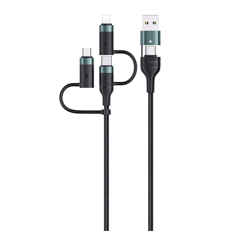 USAMS US-SJ547 U62 USB + Type-C / USB-C toType-C / USB-C + 8 Pin + Micro Aluminum Alloy PD Fast Charging Data Cable, Length: 1.2m(Green) - Multifunction Cable by USAMS | Online Shopping South Africa | PMC Jewellery | Buy Now Pay Later Mobicred