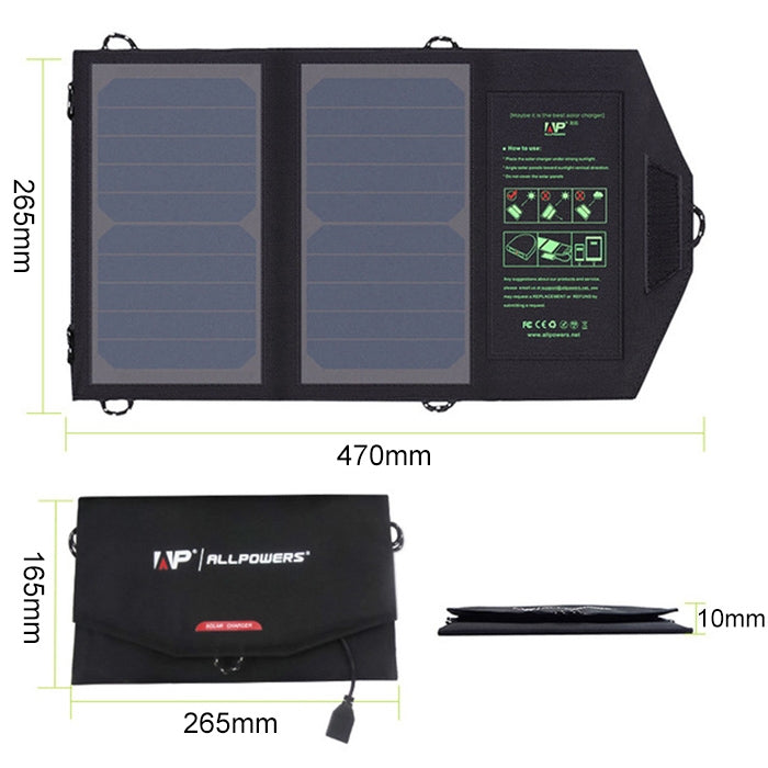 ALLPOWERS Solar Panel 10W 5V Solar Charger Portable Solar Battery Chargers Charging - Charger by PMC TechLife | Online Shopping South Africa | PMC TechLife | Buy Now Pay Later Mobicred