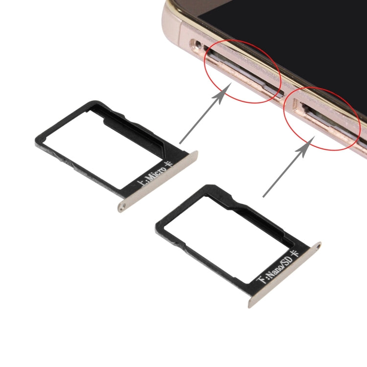 For Huawei Mate 7 SIM Card Tray and Micro SD Card Tray(Gold) - Card Socket by PMc TechLife | Online Shopping South Africa | PMc TechLife | Buy Now Pay Later Mobicred