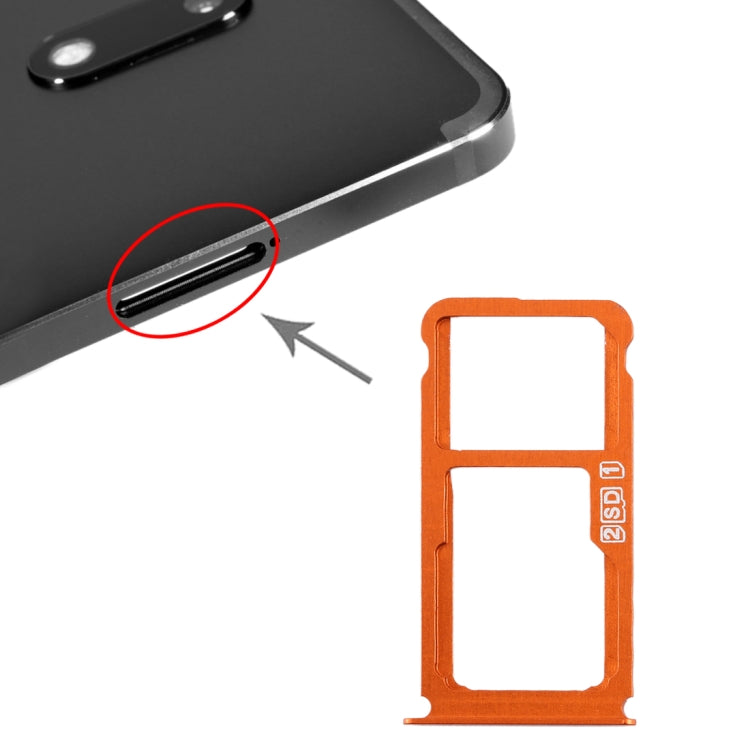 SIM Card Tray + SIM Card Tray / Micro SD Card Tray for Nokia 7 Plus TA-1062 (Orange) - Card Tray by PMc TechLife | Online Shopping South Africa | PMc TechLife | Buy Now Pay Later Mobicred