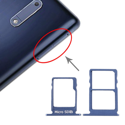 SIM Card Tray + SIM Card Tray + Micro SD Card Tray for Nokia 5 / N5 TA-1024 TA-1027 TA-1044 TA-1053 (Blue) - Card Tray by PMC Jewellery | Online Shopping South Africa | PMC Jewellery | Buy Now Pay Later Mobicred