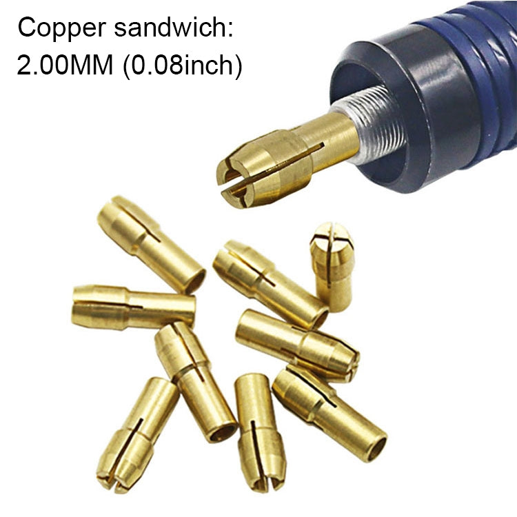 10 PCS Three-claw Copper Clamp Nut for Electric Mill Fittings���Bore diameter: 2.0mm - Hex Key & Spanner by PMC TechLife | Online Shopping South Africa | PMC TechLife | Buy Now Pay Later Mobicred