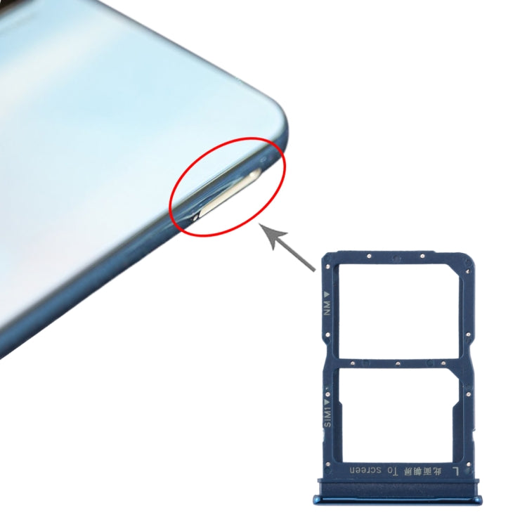 SIM Card Tray + NM Card Tray for Huawei Honor 20 Lite (Blue) - Card Socket by PMc TechLife | Online Shopping South Africa | PMc TechLife | Buy Now Pay Later Mobicred