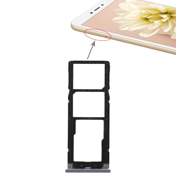 2 SIM Card Tray + Micro SD Card Tray for Xiaomi Redmi Note 5A(Grey) - Card Tray by PMc TechLife | Online Shopping South Africa | PMc TechLife | Buy Now Pay Later Mobicred