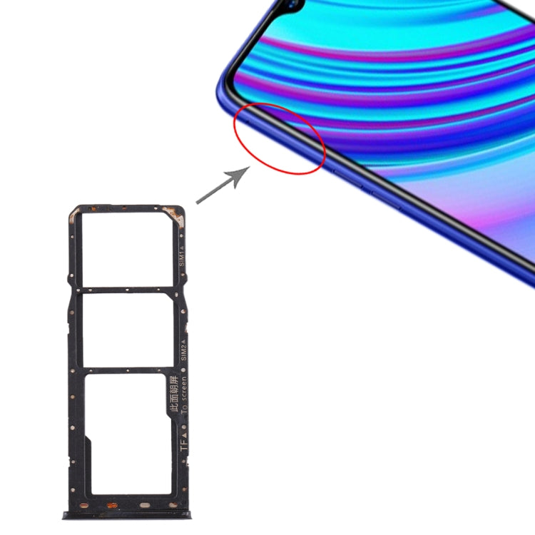 For Realme X Lite SIM Card Tray + SIM Card Tray + Micro SD Card Tray (Black) - Card Tray by PMc TechLife | Online Shopping South Africa | PMc TechLife | Buy Now Pay Later Mobicred