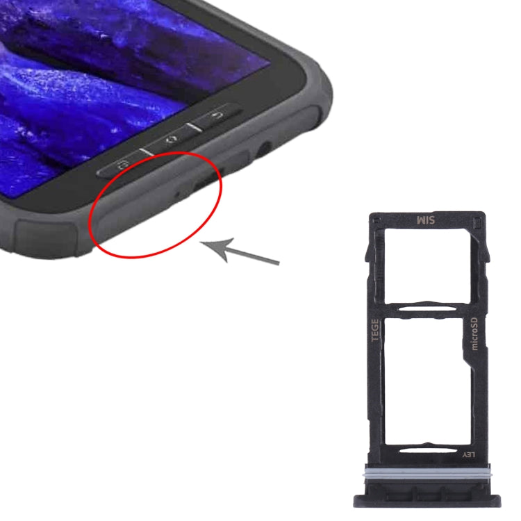 For Samsung Galaxy Tab Active3 8.0 SM-T570/T575 Original SIM Card Tray + Micro SD Card Tray (Black) - Card Socket by PMC Jewellery | Online Shopping South Africa | PMC Jewellery