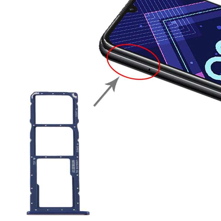 SIM Card Tray + SIM Card Tray + Micro SD Card Tray for Huawei Honor 8A Pro (Blue) - Card Socket by PMc TechLife | Online Shopping South Africa | PMc TechLife | Buy Now Pay Later Mobicred