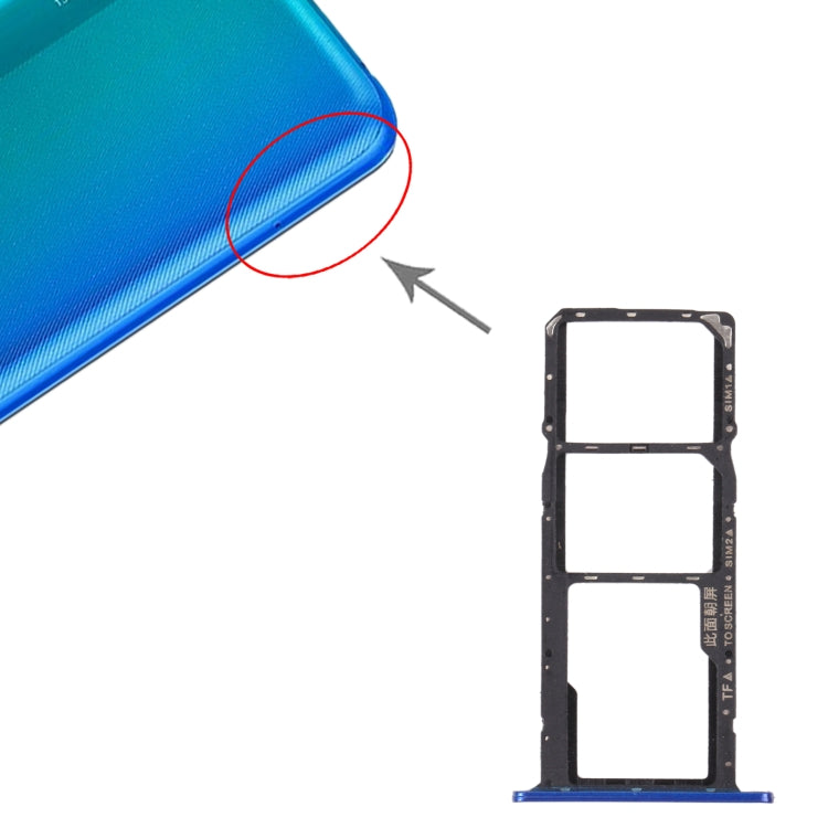 SIM Card Tray + SIM Card Tray + Micro SD Card Tray for Honor 8S 2020 (Blue) - Card Socket by PMc TechLife | Online Shopping South Africa | PMc TechLife | Buy Now Pay Later Mobicred