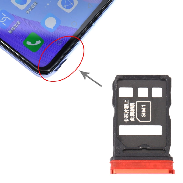 SIM Card Tray + SIM Card Tray for Huawei Nova 6 (Red) - Card Socket by PMc TechLife | Online Shopping South Africa | PMc TechLife | Buy Now Pay Later Mobicred